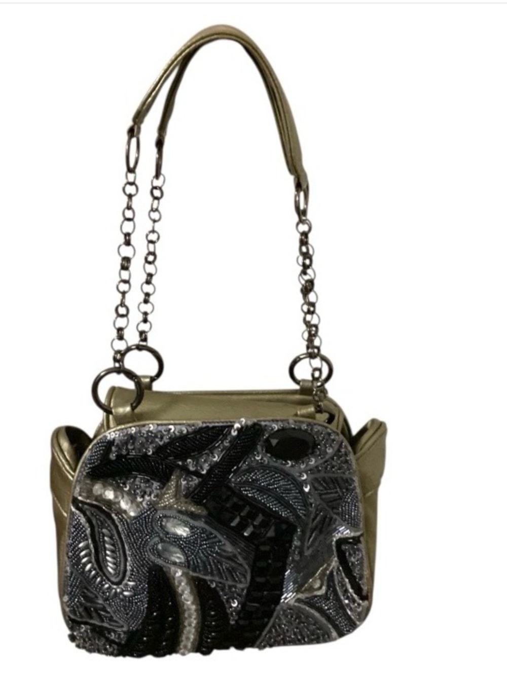 Chico’s Black Beaded Shoulder Bag Chain Straps